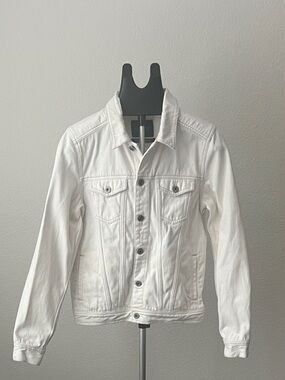 Scotch & Soda White Denim Jacket COBRAS Snake Embroidery Back Graphic Trucker
